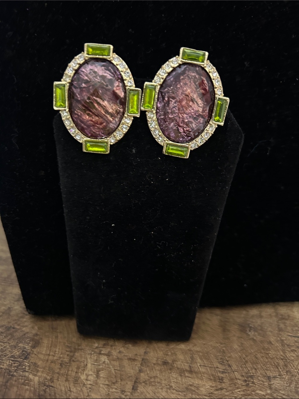 Vintage Jewelry Set by Scassi combination large purple and green stones - Picture 2 of 6